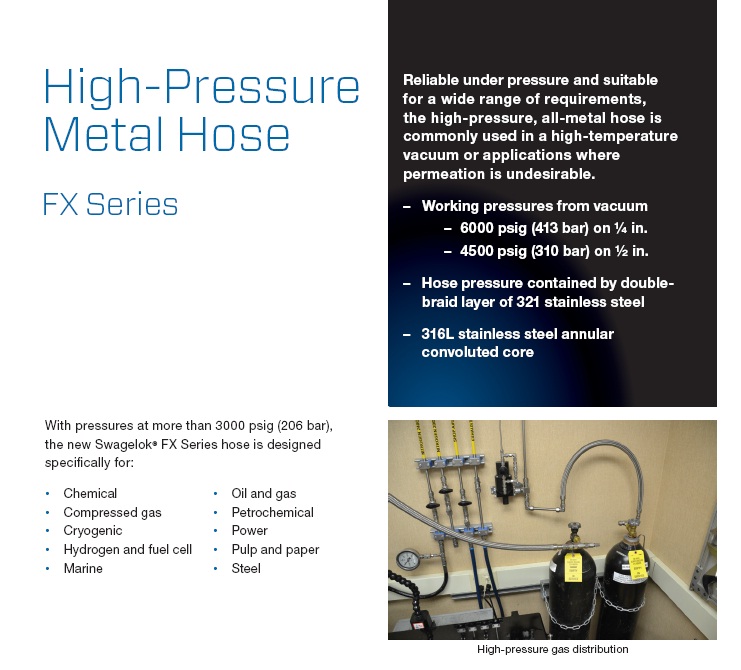 FX series high pressure metal hose Swagelok